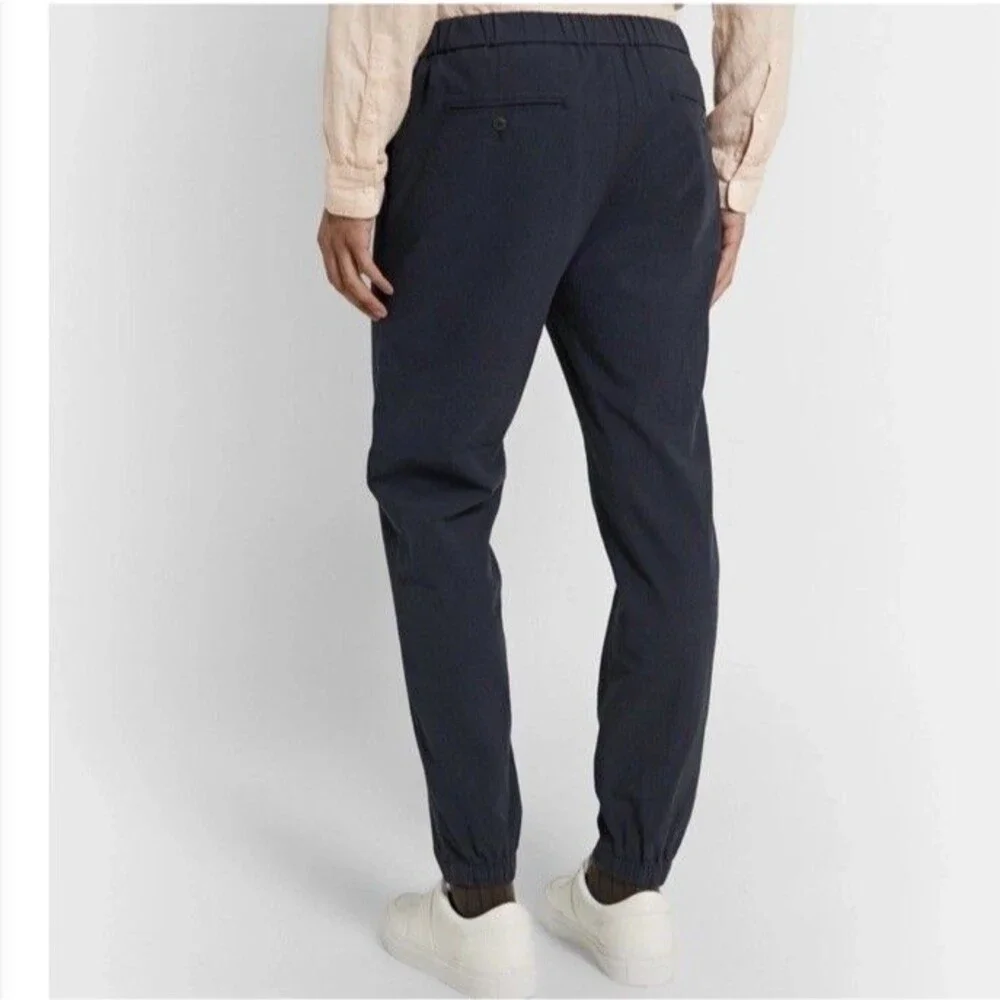Club Monaco Men’s Lex Tapered Textured Cotton Trousers Sz L